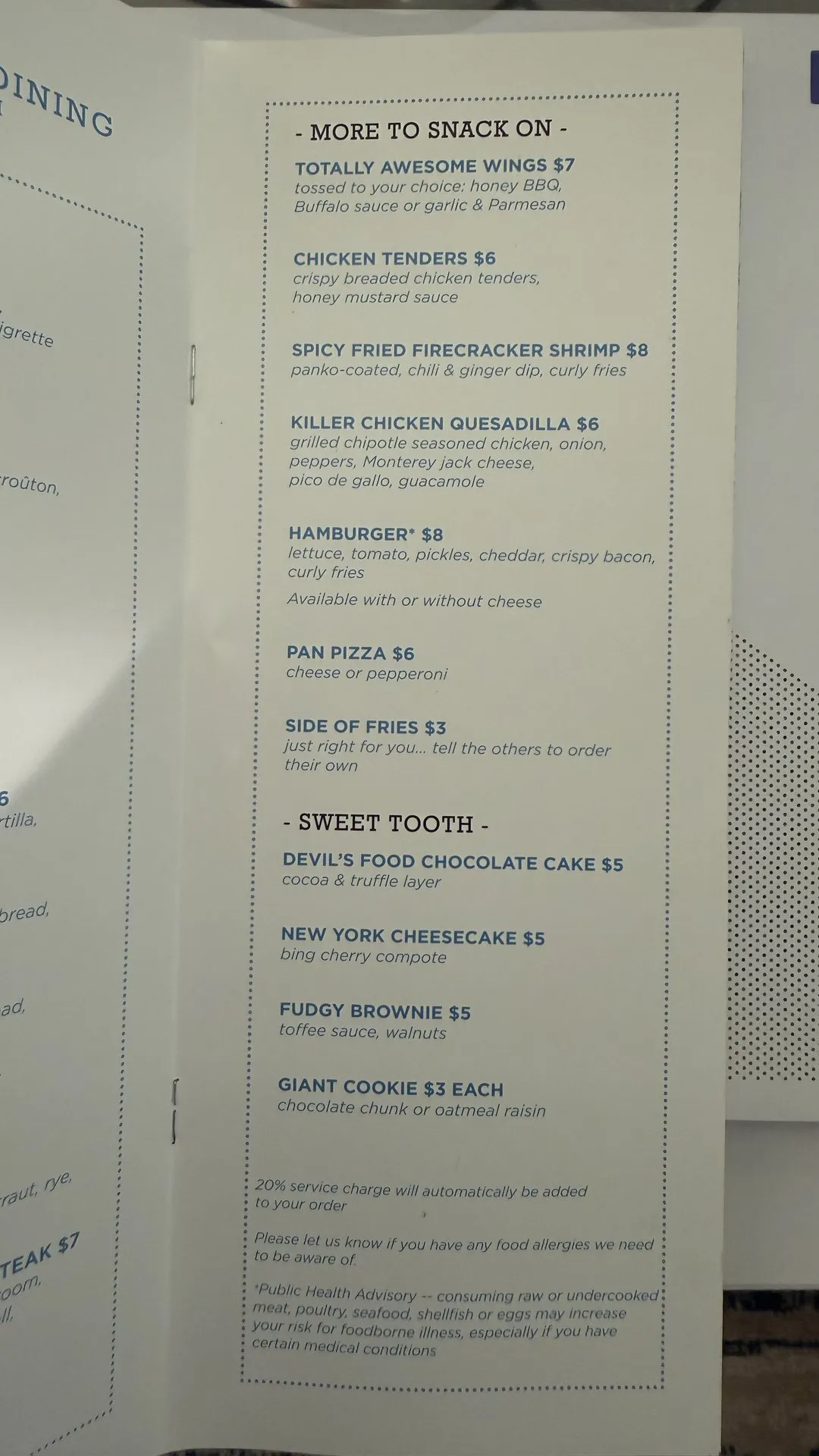 Room Service — Menu 3