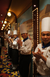 Norwegian Gem chefs greet guests leaving Stardust Theater.jpg