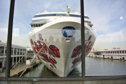 Bow of Norwegian Gem docked in New York City Manhattan Cruise Port.jpg