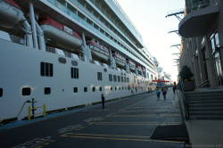 Starboard side of NCL Gem docked at Black Hawk Terminal Boston.jpg