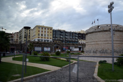 Wide Round Stone Tower at Cruise Port Civitavecchia .jpg