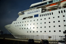 Bow of Costa NeoClassica Cruise Ship Docked at Civitavecchia Port.jpg